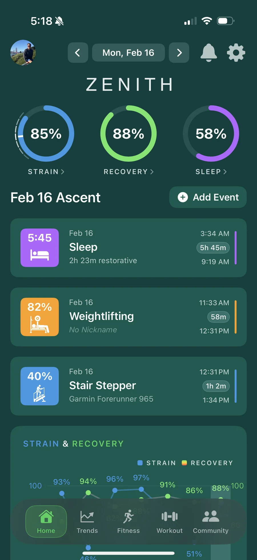 Home screen